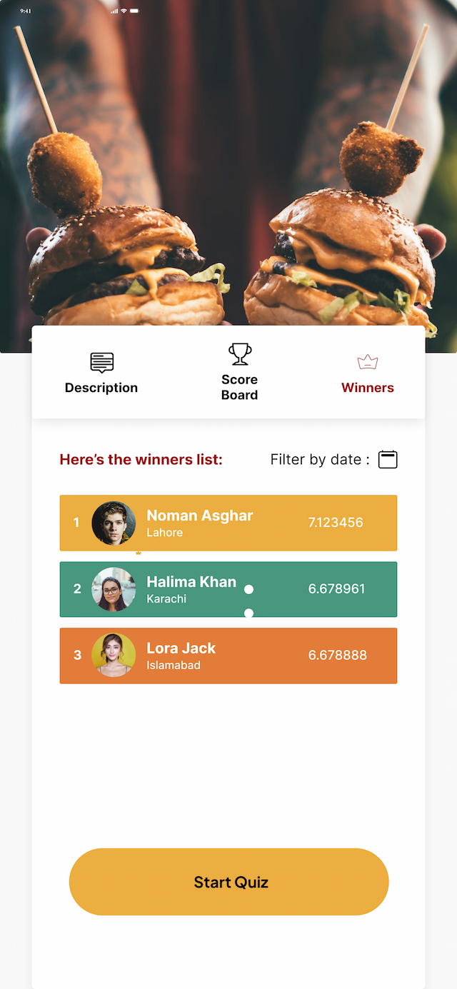 Winfinity App Screenshot Winners